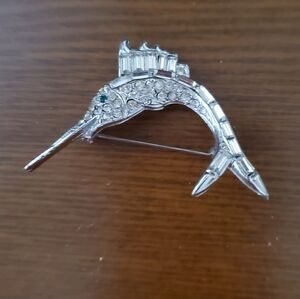 Elegant Silver Marlin Brooch